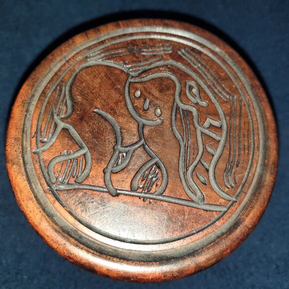 Vintage African Ironwood Elephant Set with 6 Coasters, Holder &Lid - Picture 3 of 11